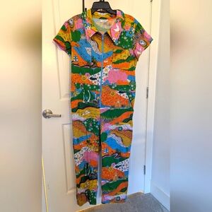 Blue Platypus XL Cotton Jumpsuit Colorful Coveralls Graphic Zip-Up Short sleeves